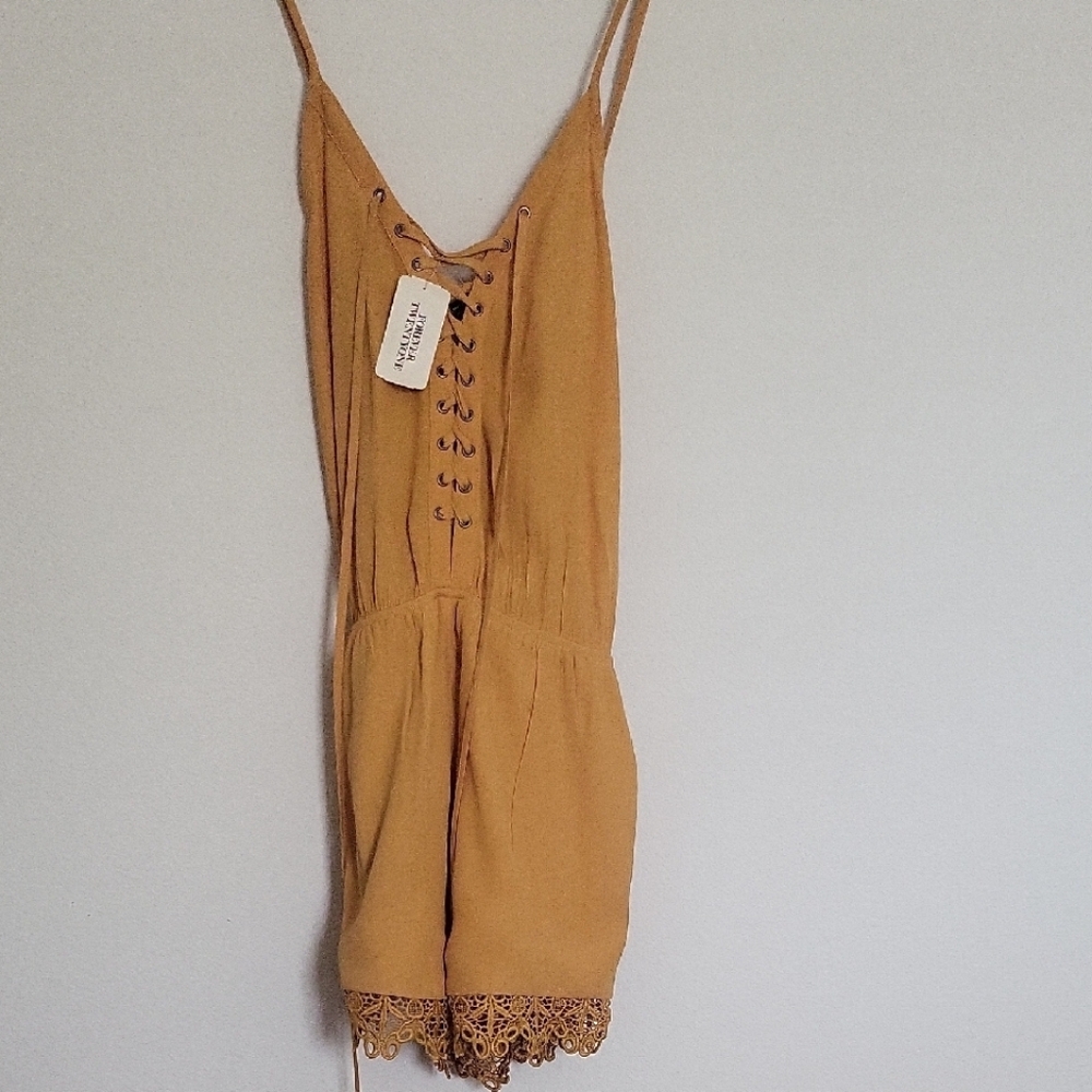 Forever 21 Mustsrd Lace-Up Romper